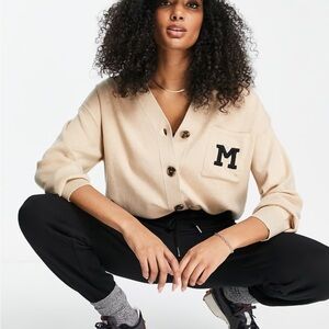 Mango Tan Cardigan with Black Detail